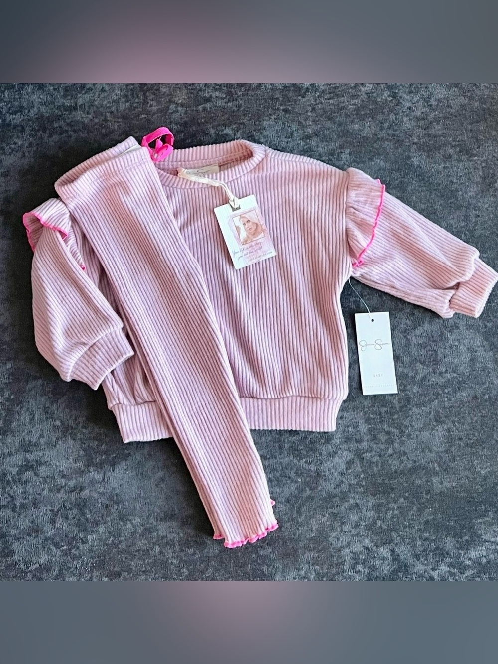 NWT Jessica Simpson Girls Soft Ribbed Sweatsuit Size 12 Months